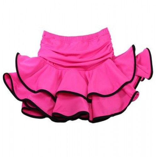 Yellow red fuchsia hot pink black ruffles girls kids children latin dance skirts